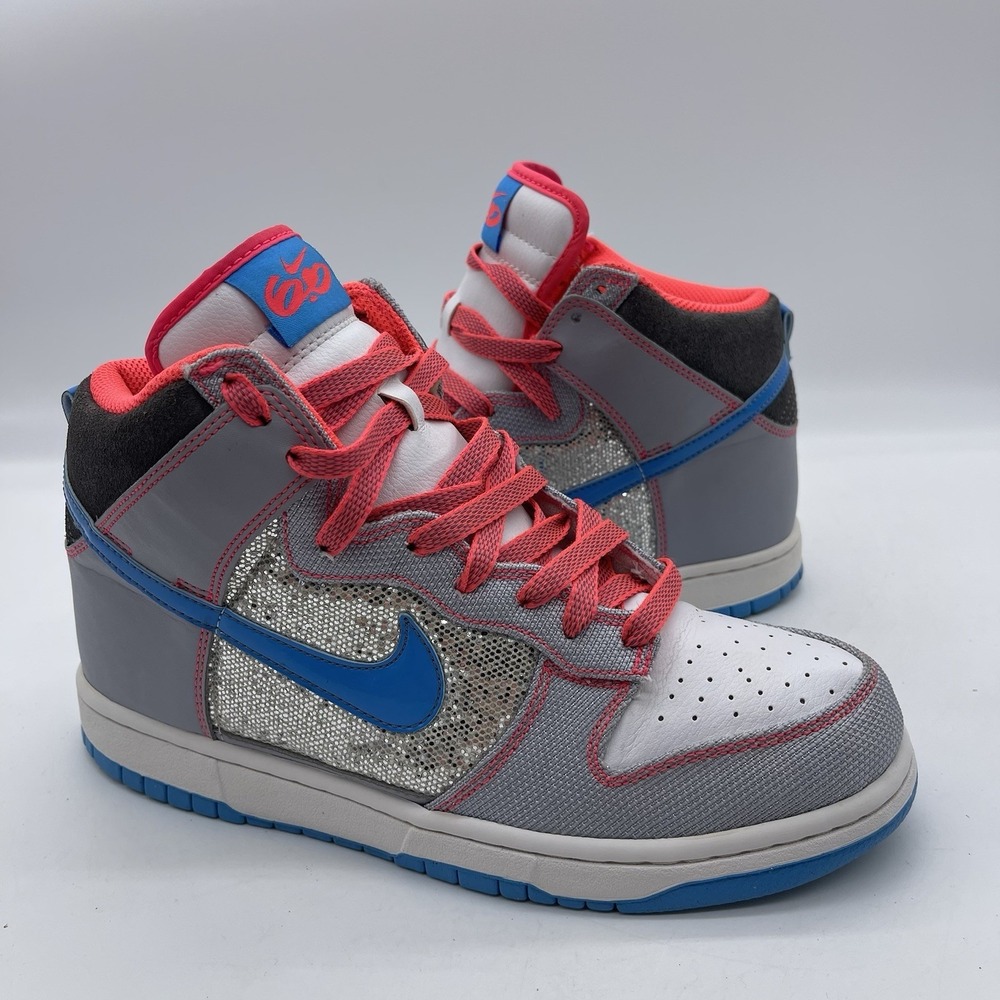 Nike Dunk High 6.0 Premium 454054-146 Women's Size 8.5 Shoes Grey Sequin Sneaker